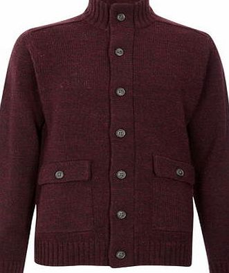 Bhs Mens Burgundy Chunky Cardigan, BURGUNDY