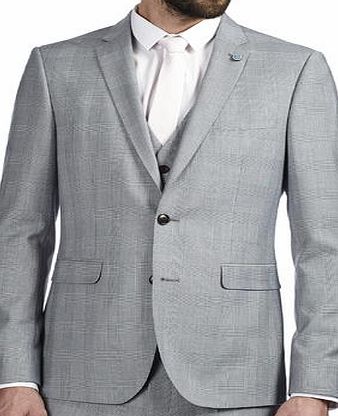 Bhs Mens Burton Light Grey Check Slim Fit Suit