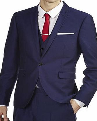 Bhs Mens Burton Royal Blue Texture Skinny Fit Suit