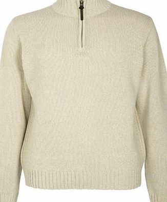 Bhs Mens Ecru Twist Zip Neck Jumper, ECRU BR53E10HNAT