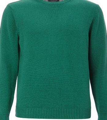 Bhs Mens Green Cotton Rich Crew Neck Jumper, Green