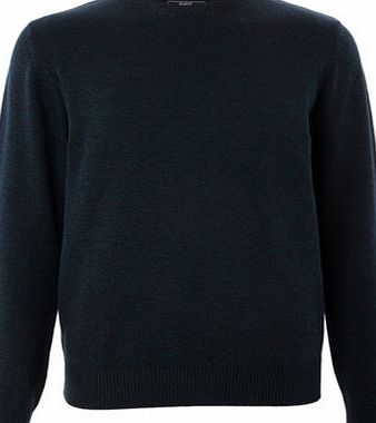 Bhs Mens Green Cotton Twist Crew Neck Jumper, Green