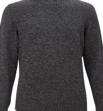 Bhs Mens Grey Cotton Twist Crew Neck Jumper, MID