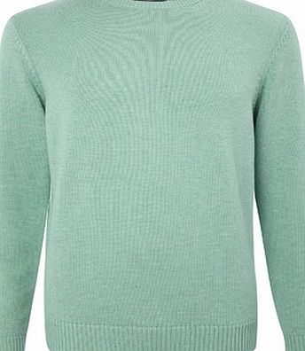 Bhs Mens Light Green Cotton Rich Crew Neck Jumper,