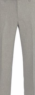 Bhs Mens Light Grey Linen Look Regular Fit Trousers,