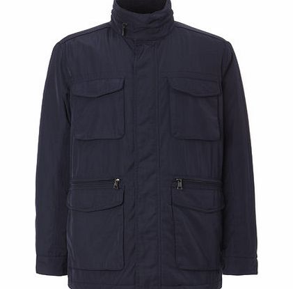 Bhs Mens Navy 4 Pocket Funnel Neck Jacket, Blue