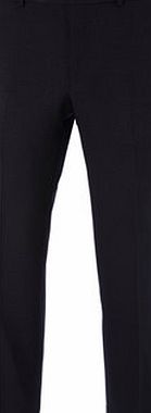 Bhs Mens Navy Regular Fit Flat Front Trousers, Blue
