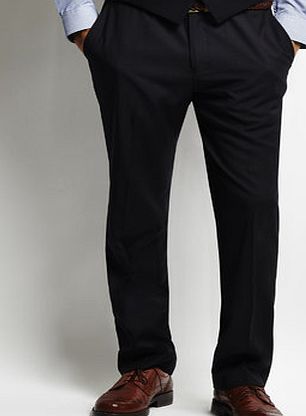 Bhs Mens Navy Tailored Fit Flat Front Suit Trousers,