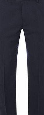 Bhs Mens Navy Tailored Fit Flat Front Trousers, Navy
