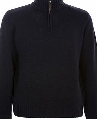 Bhs Mens Navy Twist Zip Neck Jumper, NAVY BR53E07HNVY