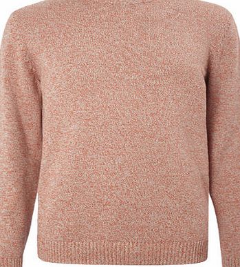 Bhs Mens Orange Cotton Twist Crew Neck Jumper,