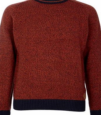 Bhs Mens Orange Twist Crew Neck Jumper, BURNT ORANGE