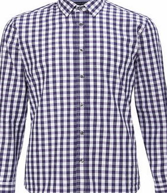 Mens Purple Cotton Gingham Shirt, Purple