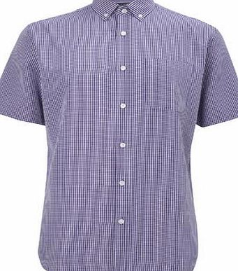 Mens Purple Mini Checked Soft Touch Shirt,