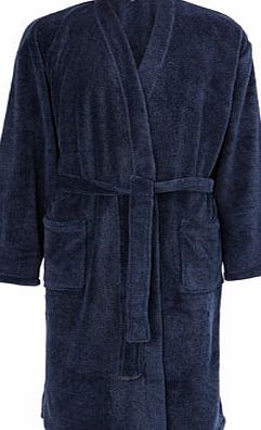 Bhs Mens Supersoft Blue Kimono Dressing Gown, Blue