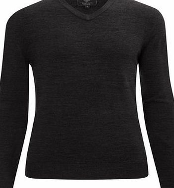 Bhs Mens Supersoft Charcoal Grey V-Neck Jumper, Grey