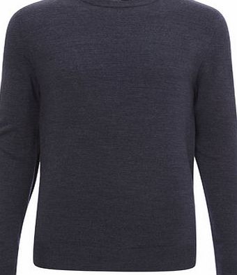 Bhs Mens Supersoft Denim Blue Crew Neck Jumper,