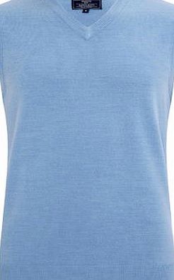 Bhs Mens Supersoft Light Blue Marl V-Neck Tank Top,