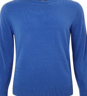 Bhs Mens Supersoft Mid Blue Crew Neck Jumper, MID