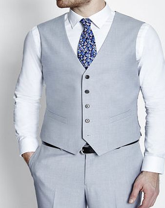 Bhs Mens Tailored Silver 3 Piece Waistcoat, Grey