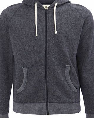 Bhs Mens Trait Zip Through Hooded Top, Blue