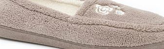 Bhs Mocha Diamante Floral Closed Back Slippers,