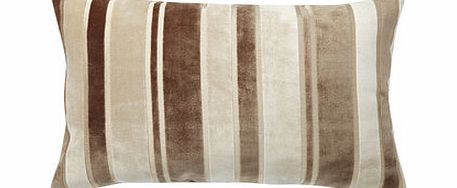 Mocha Velvet Stripe Lumbar Cushion, mocha