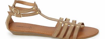 Bhs Natural Low Wedge Gladiator Sandals, natural