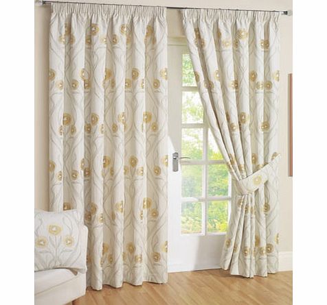 Natural stylized flower pencil pleat curtain,