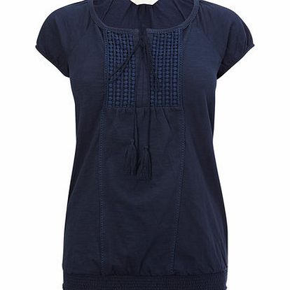Bhs Navy Short Sleeve Crochet Gypsy, navy 2422460249