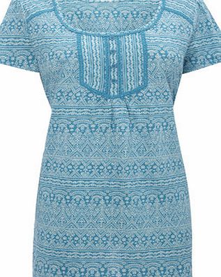 Bhs Peacock Blue Linear Print Tunic, Peacock