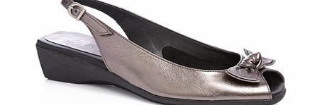 Bhs Pewter TLC Soft Bow Detail Peep Toe Sandals,