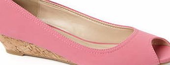 Pink Cork Demi Wedge Peep Toe Shoes, pink