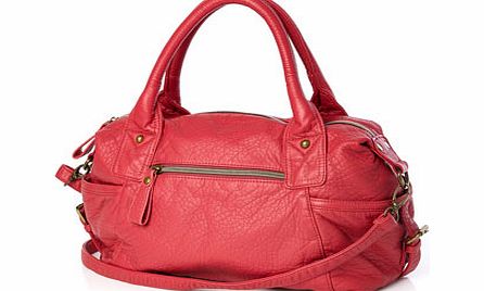 Pink Washed PU Side Pocket Grab Bag, pink