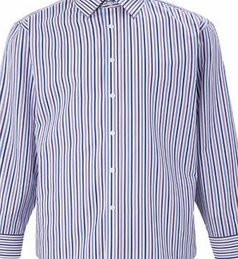Purple  Blue Multi Stripe Point Collar Shirt,