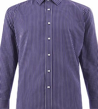 Purple Bold Stripe Point Collar Shirt, Purple.
