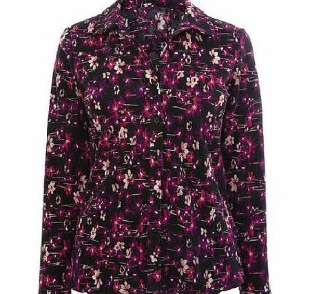 Bhs Purple Multi Floral Plisse Shirt, purple multi