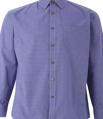 Purple Navy Check Long Sleeve Regular Fit Shirt,