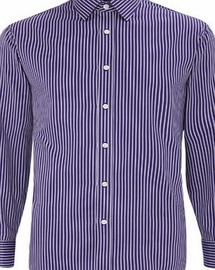 Purple Stripe Double Cuff Point Collar Shirt,