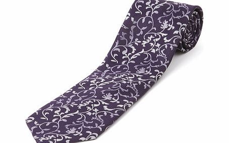 Purple Texture Floral Tie, Purple BR66D02GPUR
