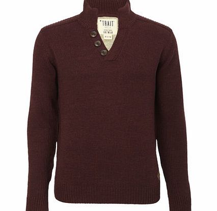 Bhs Red Open V Neck Chunky Knit, Red BR53H01FRED
