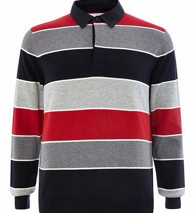 Red Twill Collar Rugby Jumper, Red BR53C03FRED