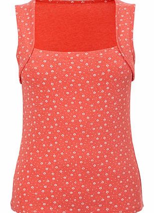 Bhs Red/white Printed Square Neck Vest, red/white