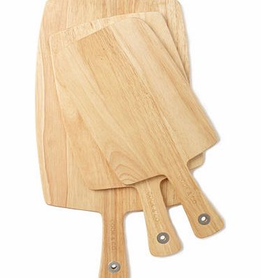 Set of three wooden chopping boards, natural
