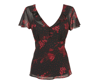 bhs Short sleeve floral glitter top