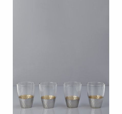 Silver hammered set of 4 tumblers, clear