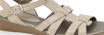 Bhs Stone Feature Fabric Demi Sandals, stone