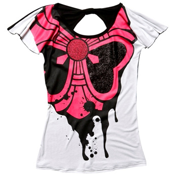 bhs Stud bow detail keyhole tee