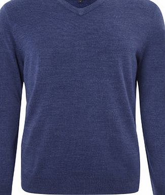 Bhs Supersoft V Neck Blue Jumper, MID BLUE BR53A14GBLU