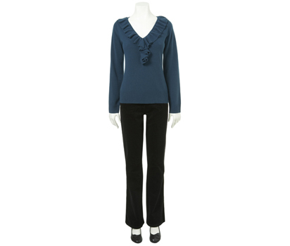 bhs Supersoft v neck frill jumper